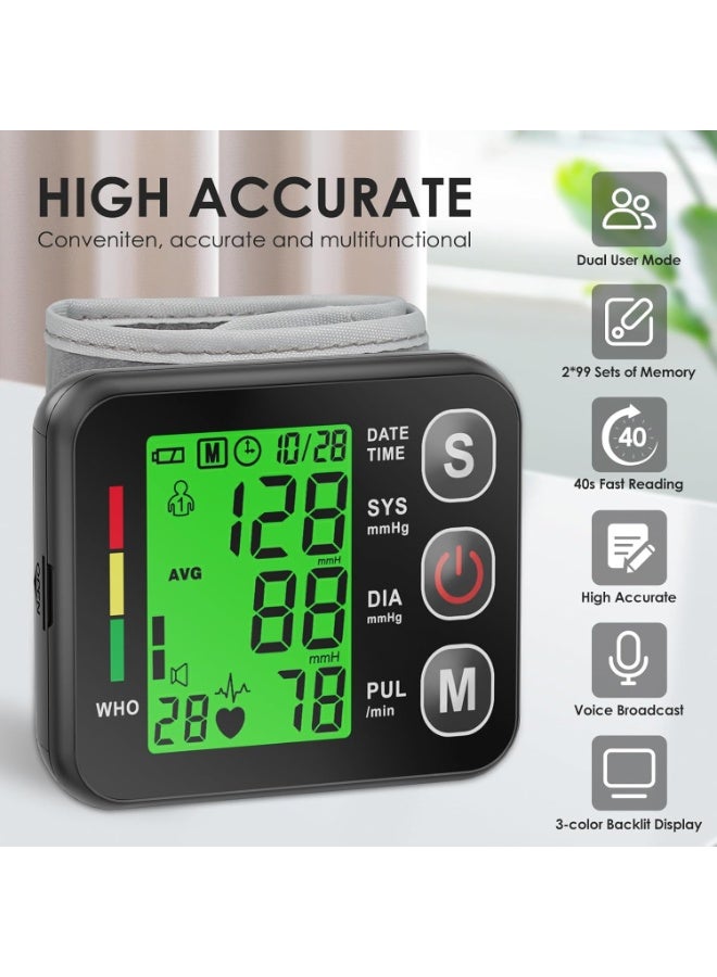olayks Wrist Digital Blood Pressure Monitor, Voice Enabled Automatic BP Machine with Adjustable Cuff, Heart Rate Detector, 2 AAA Batteries for Home Travel Office - Image 3