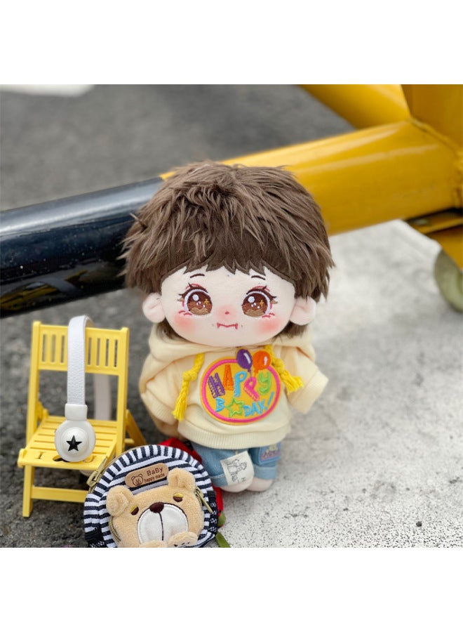 دمية TFboys Yiyang Qianxi القطيفة ذات الشعر الطويل من القطن دمية هيكل عظمي دمية نجمة هدية العيد الآن - المواصفات: نمط هيكل عظمي 20 سم توصيل لمدة يومين - اللون: Yangyangbao + مجموعة Fortune Cat 5 قطع / حقيبة دب الفراولة - Image 5