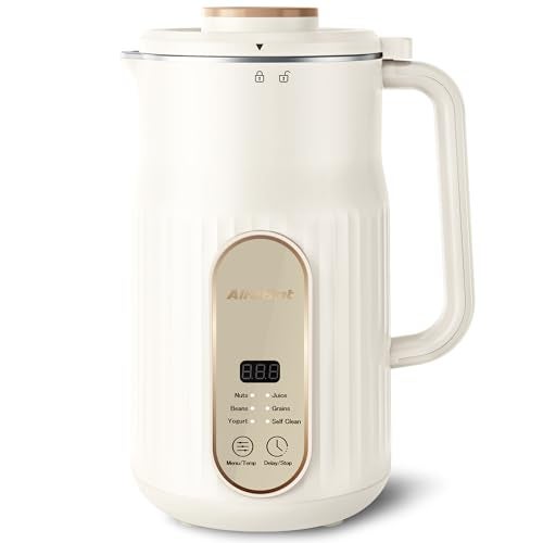 AlfaBot Nut Milk Maker, AlfaBot N2 Automatic Almond Milk Machine for Homemade Plant-Based Milk, Oat, Soy, Yogurt, 5 Modes/35OZ Big Capacity Soy Milk Maker with Delay Setting and Self Cleaning (Cream) - Image 1
