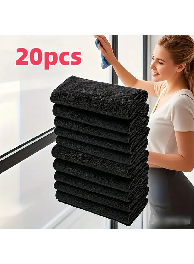 20 Black Microfiber Glass Cleaning Towels Residue Free for Windows Mirrors Kitchen - Image 1