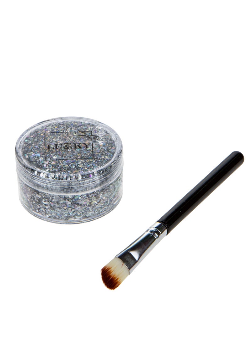 LUKKY Lukky Body Glitter Gel with Brush - Silver 25ml - Image 2