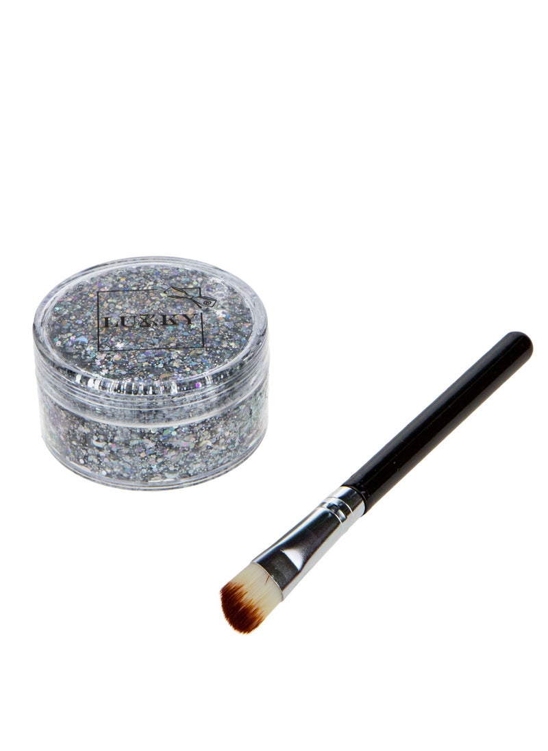 Lukky Body Glitter Gel with Brush - Silver 25ml - pzsku/Z449D74767A0F12FD22DBZ/45/_/1687252854/6fbf765c-efb7-409c-8c47-5df6873fe85d