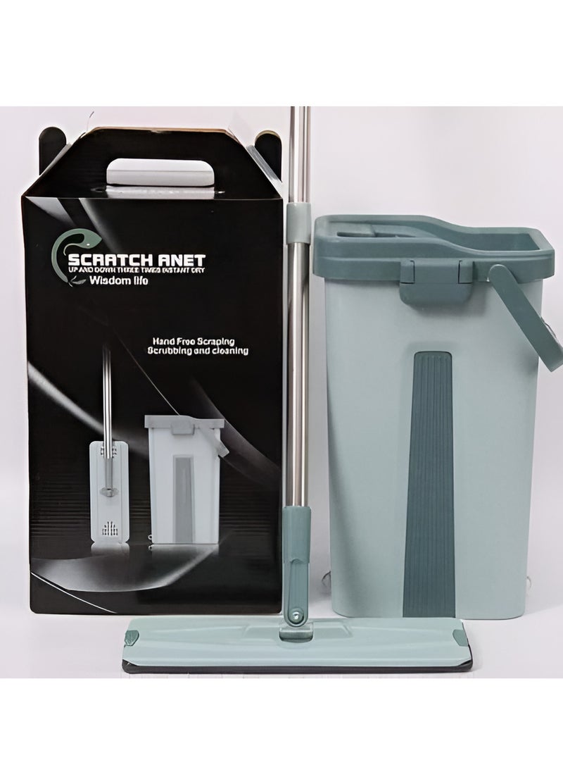 Scratch Anet Scratch Anet Self-Washing Flat Mop: Hand-Free Cleaning System with Wringer Bucket  - Image 1