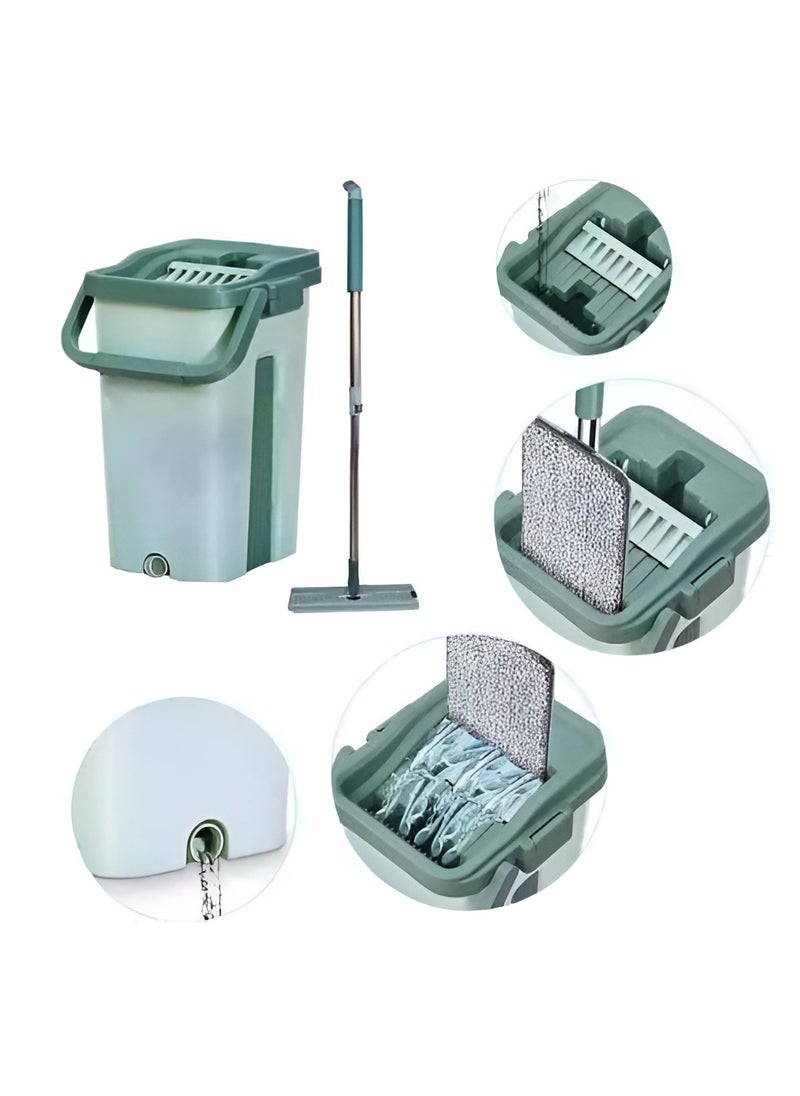 Scratch Anet Scratch Anet Self-Washing Flat Mop: Hand-Free Cleaning System with Wringer Bucket  - Image 2