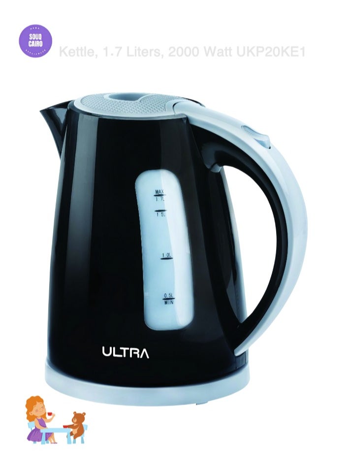 Ultra - Ultra Electric Kettle, 1.7 Liters, 2000 Watt, Black and Grey - UKP20KE1 - Image 1