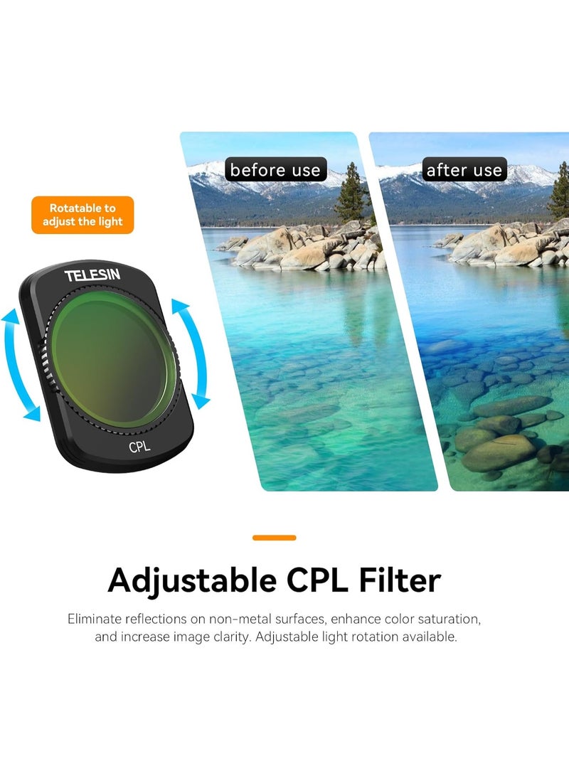تيليسن مجموعة مرشحات العدسات المغناطيسية لـ DJI Osmo Pocket 3، 4 قطع CPL ND16 ND64 ND256 كثافة محايدة مستقطبة HD فائقة النحافة زجاج كورنينج ND CPL مرشح العدسة مجموعة واقي العدسة لملحقات Pocket 3 - Image 3
