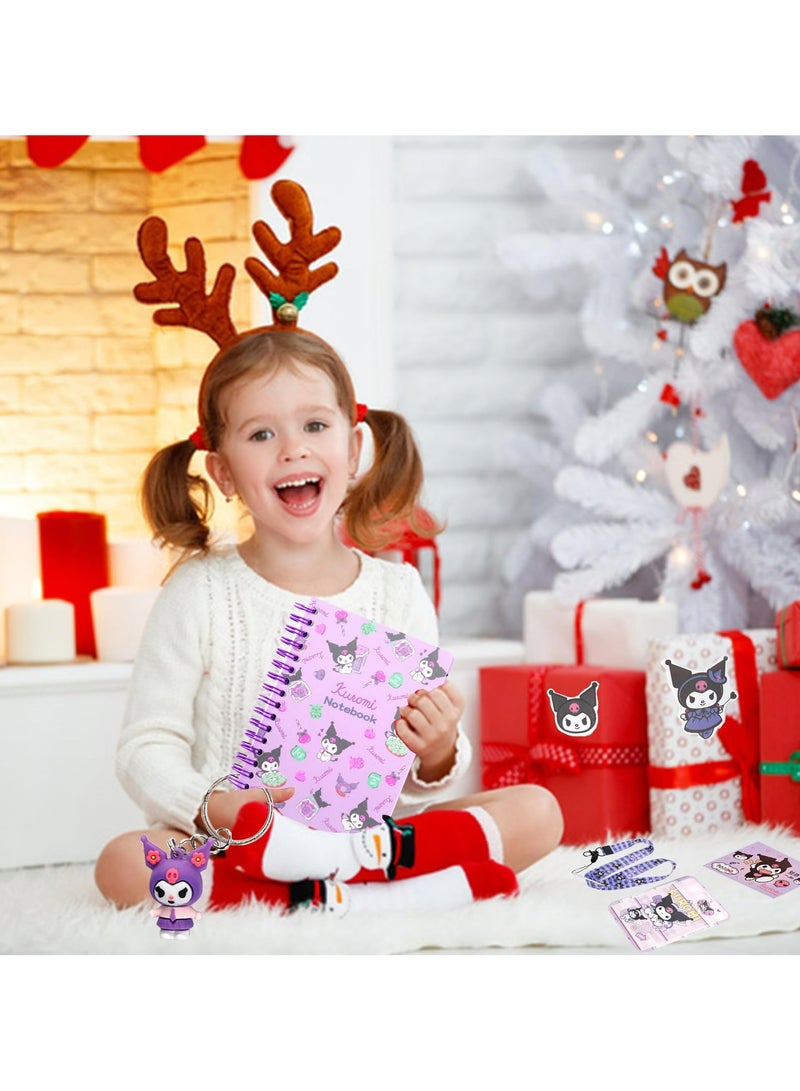 CMGTYYD. مجموعة قرطاسية مستلزمات مدرسية كرتونية - هدايا مستلزمات مكتبية لطيفة لموسم المدارس للفتيات، تشمل دفتر ملاحظات ومقلمة وملصقات وحبل مع بطاقة هوية وإشارات مرجعية وشارات وسلسلة مفاتيح - Image 5