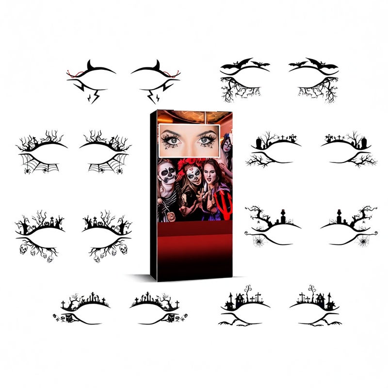 EELHOE Halloween Eyeliner Stickers Scary Fashion Party Makeup Tools Bat Spider Decoration Eyeliner Eyeshadow Stickers 8pcs - Image 1