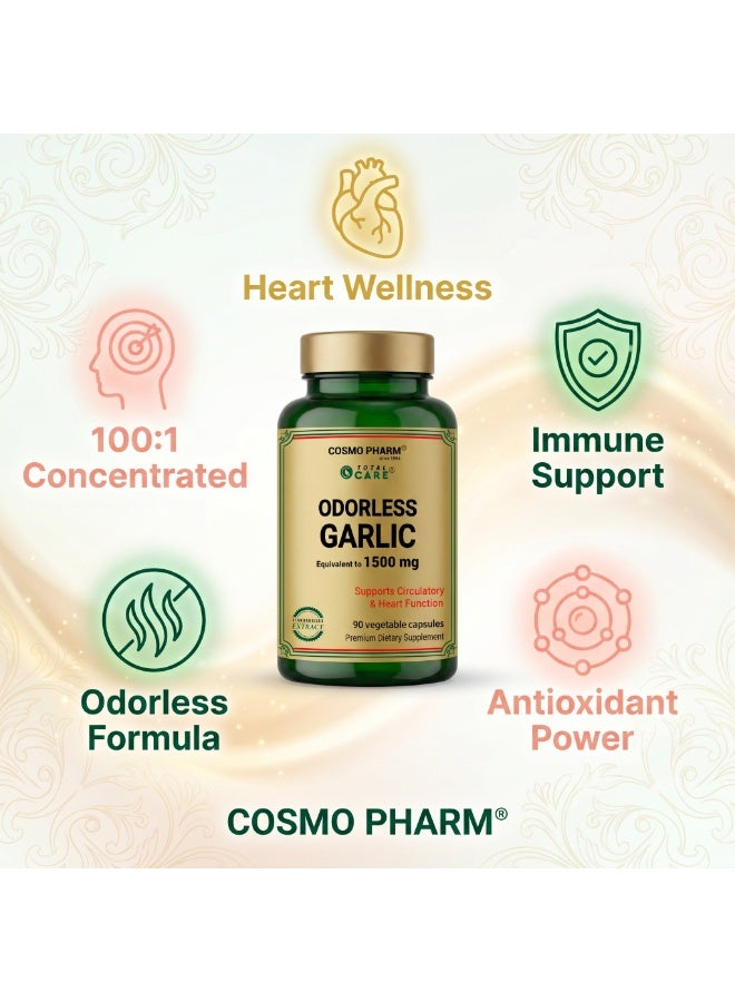 Cosmo Pharm Odorless Garlic Oil 1500mg | Supports Heart & Circulatory Function | 90 Capsules - Image 3