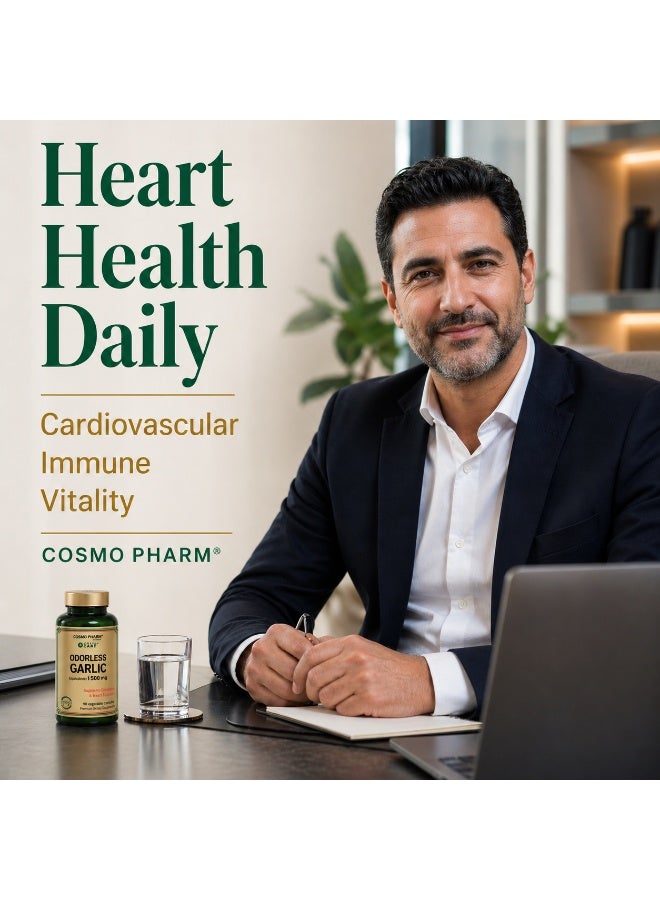 Cosmo Pharm Odorless Garlic Oil 1500mg | Supports Heart & Circulatory Function | 90 Capsules - Image 4