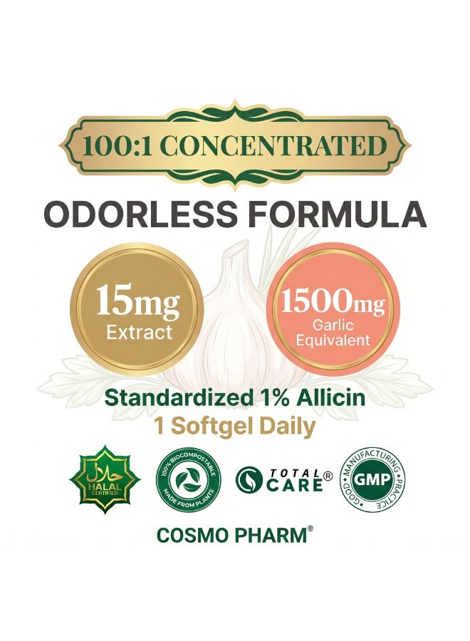 Cosmo Pharm Odorless Garlic Oil 1500mg | Supports Heart & Circulatory Function | 90 Capsules - Image 5