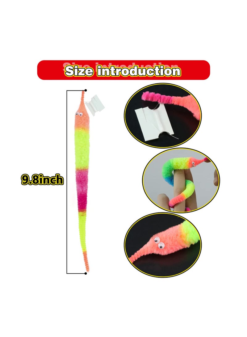 6 Pieces Rainbow Fuzzy Worm Toys Tricky Caterpillar Colorful Seahorse Worms on String Bulk Carnival Party Favors for Kid Cat - Image 5