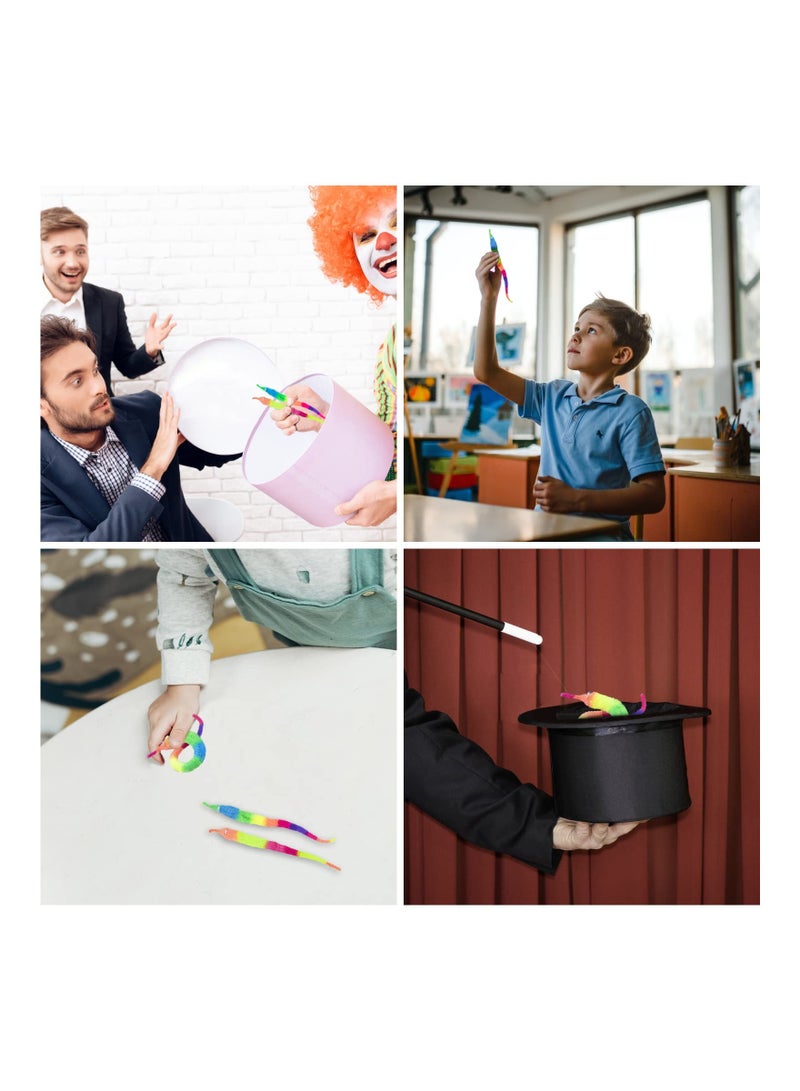 6 Pieces Rainbow Fuzzy Worm Toys Tricky Caterpillar Colorful Seahorse Worms on String Bulk Carnival Party Favors for Kid Cat - Image 2