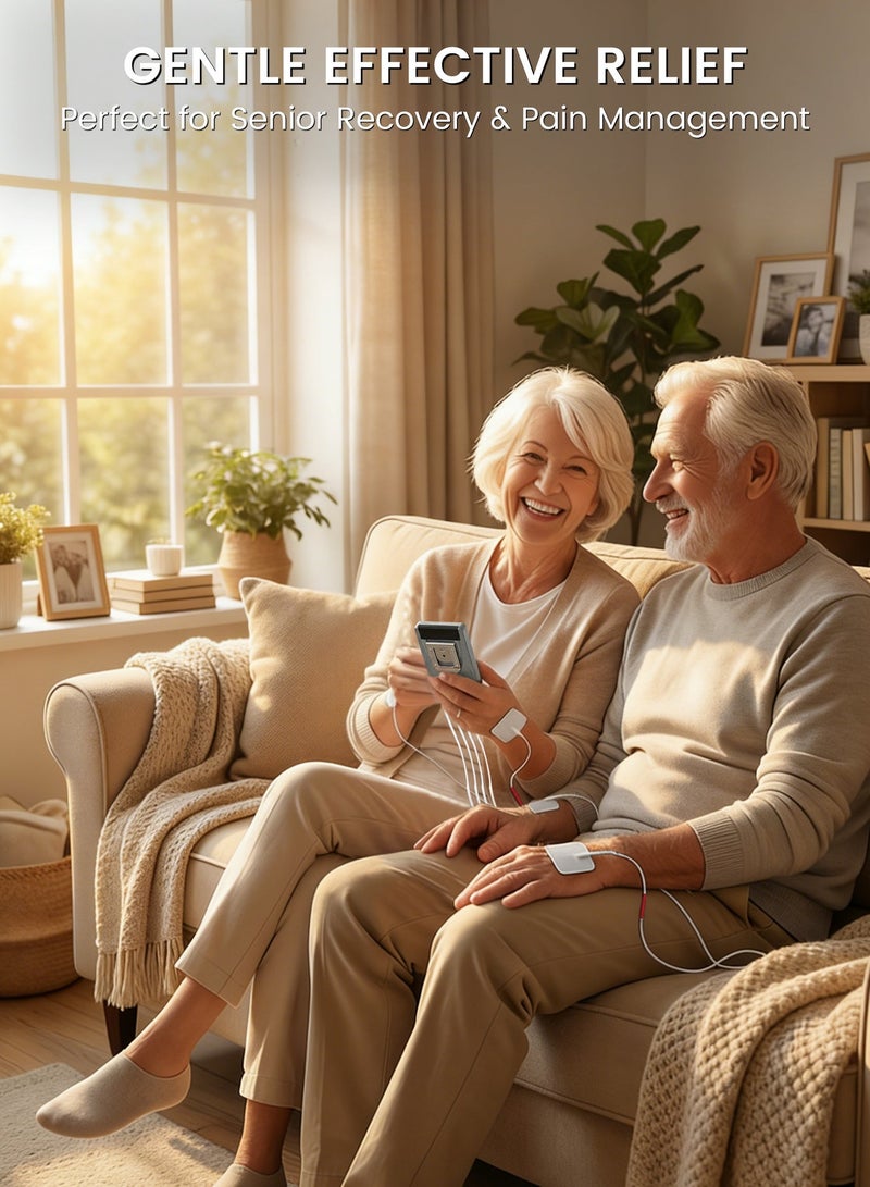 أكسبيه جهاز مساج EMS TENS بـ 60 وضعًا مع 8 وسادات، محفز عضلي قابل للشحن، مقبضان مع 30 مستوى شدة، جهاز تدليك للموصلات، لتخفيف آلام الظهر والعنق والكتف، جهاز استرخاء العضلات، تحفيز كهربائي، فضي - Image 4
