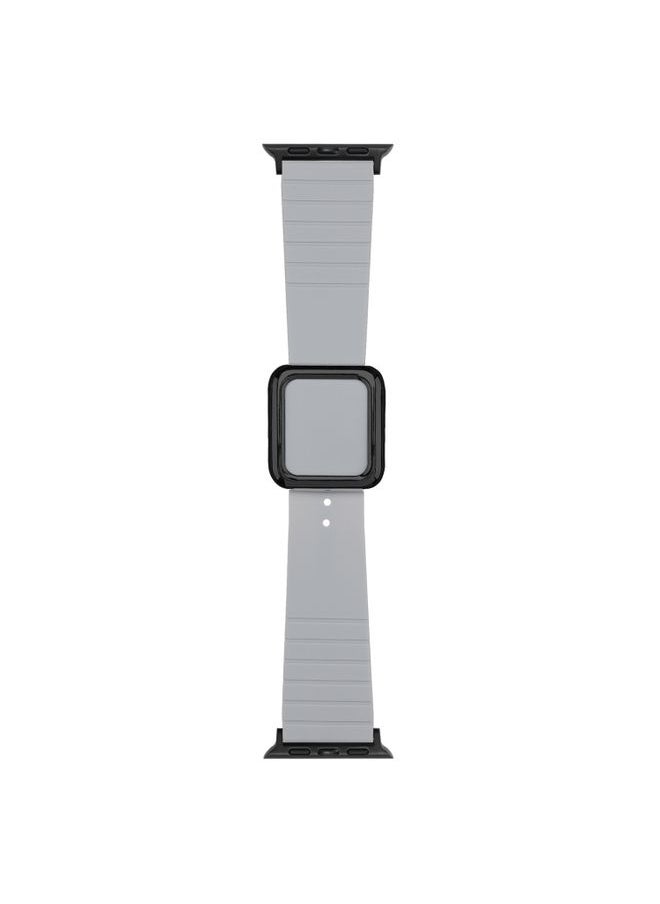 Generic Replacement Strap Black Square Buckle Silicone Watch Band For Apple Watch Series 9&8&7 41mm / SE 3&SE 2&6&SE&5&4 40mm / 3&2&1 38mm Cloud Grey 