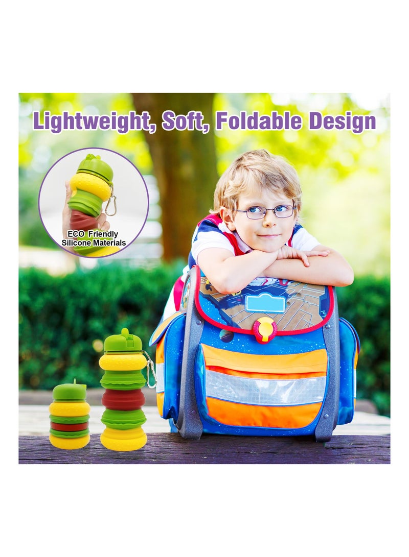 20oz Collapsible Silicone Water Bottle - Hamburger Style, Reusable for Sports, Gym, Travel, Camping, and Hiking - Lightweight and Essential for Outdoor Adventures - Image 2