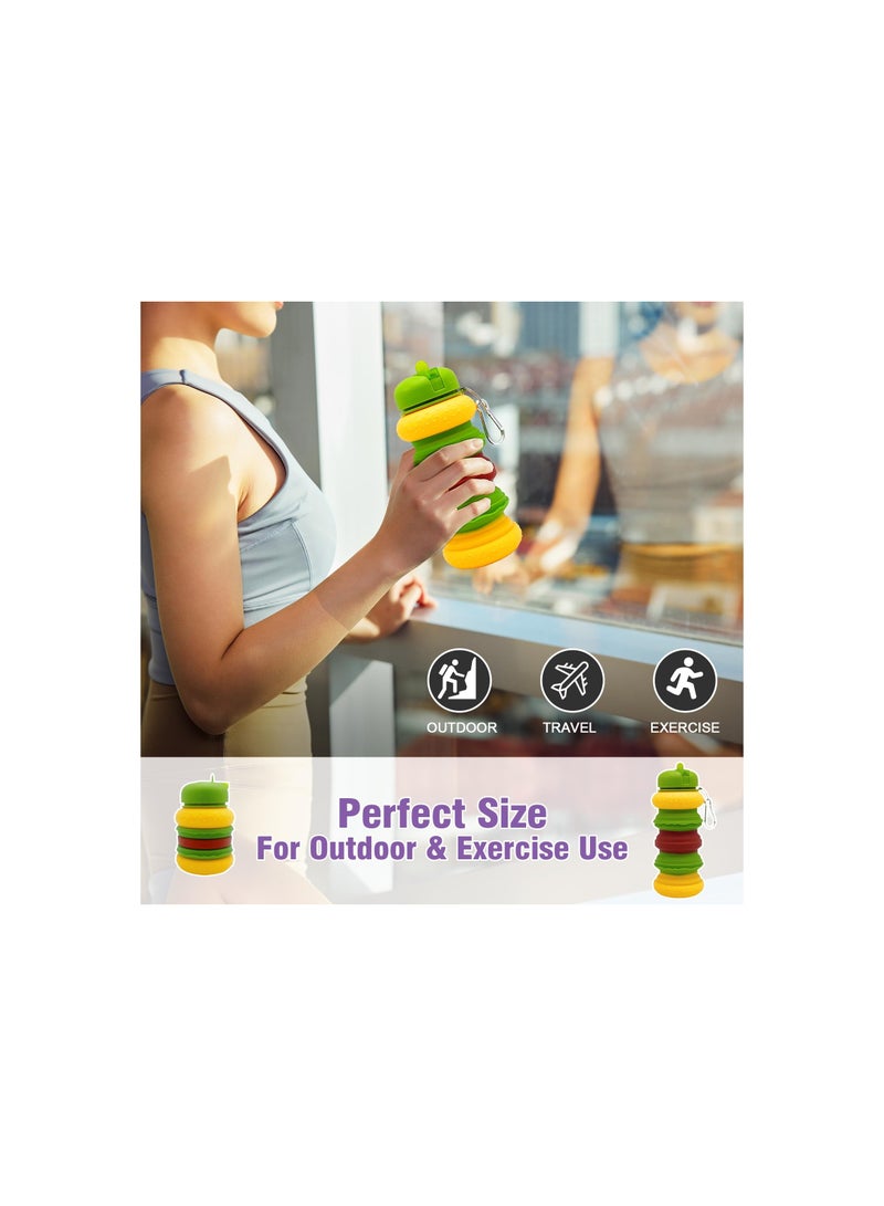 20oz Collapsible Silicone Water Bottle - Hamburger Style, Reusable for Sports, Gym, Travel, Camping, and Hiking - Lightweight and Essential for Outdoor Adventures - Image 5