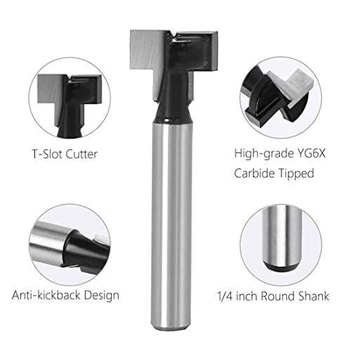 SeonFook 5pcs Keyhole Router Bit 1/4" Shank T-Slot Router Bit Cutter Set with 1/4 & 5/16 & 3/8 & 1/2 & 9/16 Inch Blade Diameter Carbide-Tipped Keyhole Bit for Wood Milling Cutter - Image 5