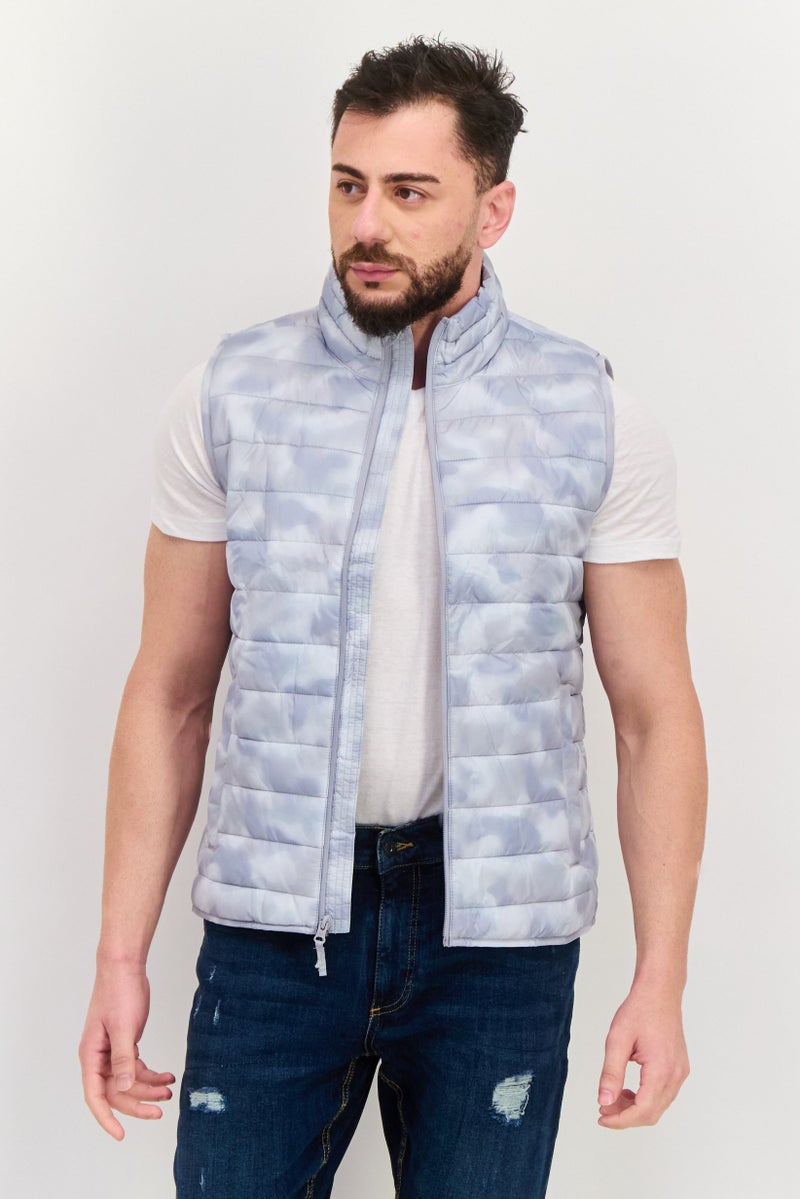 GAP Men Quilted Sleeveless Jacket Vest, Grey - Image 1