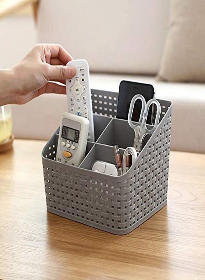 KARTUNBOX Grey Plastic 5 Compartments File Rack Paper Holder, Desktop Organizers, Letter Organizer with Pen Holder, Magazine Book Holder Organizer (Multi Color) - Image 5