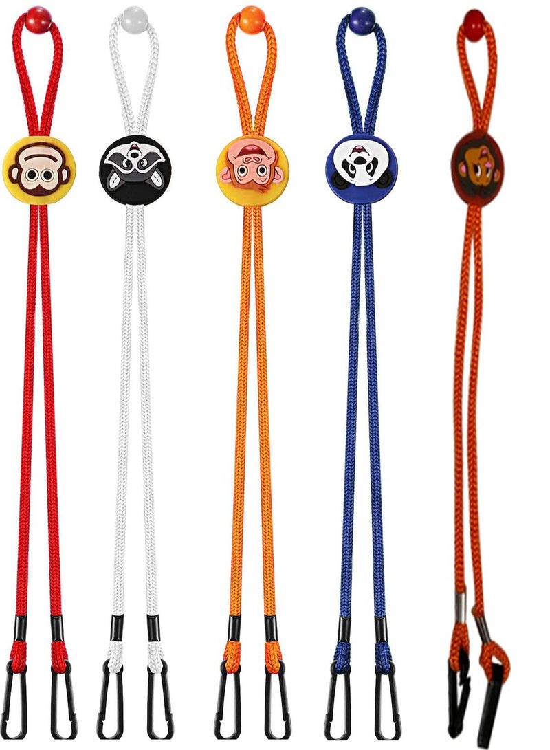 Lanyard for Facemask Adjustable Kids Cartoon Lanyard with Clips and Adjustable Stopper Glasses Lanyard, Facemask Holders Extender for School Outdoor Sanitary Strap 5Pcs Multicolored