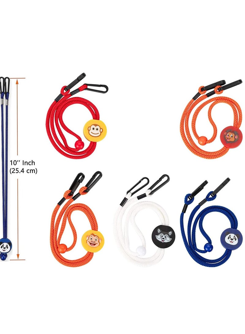 Lanyard for Facemask Adjustable Kids Cartoon Lanyard with Clips and Adjustable Stopper Glasses Lanyard, Facemask Holders Extender for School Outdoor Sanitary Strap 5Pcs Multicolored