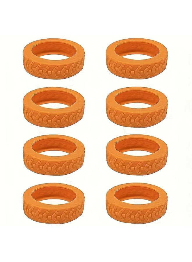 Orange 8pcs Silent Luggage Replacement Wheels Universal Rubber Casters - Image 1