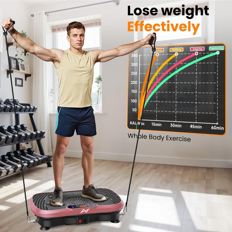 AXV Vibration Plate Fitness Platform Exercise Machine Vibrating Shaking Full Body Shaker Workout Vibrate Stand Shake Board Sport Gym for Weight Loss Fat Burner for Women Men - Image 4