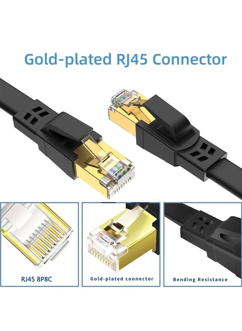 Bukela Cat8 Ethernet Cable, 30 Meters 40GBPS 2000Mhz Flat LAN Network Cable, High Speed Shielded Internet Network Patch Cord with Gold Plated RJ45 Connector for Modem, Router, Switch, PS5/PS4/PS3, Xbox - Image 3