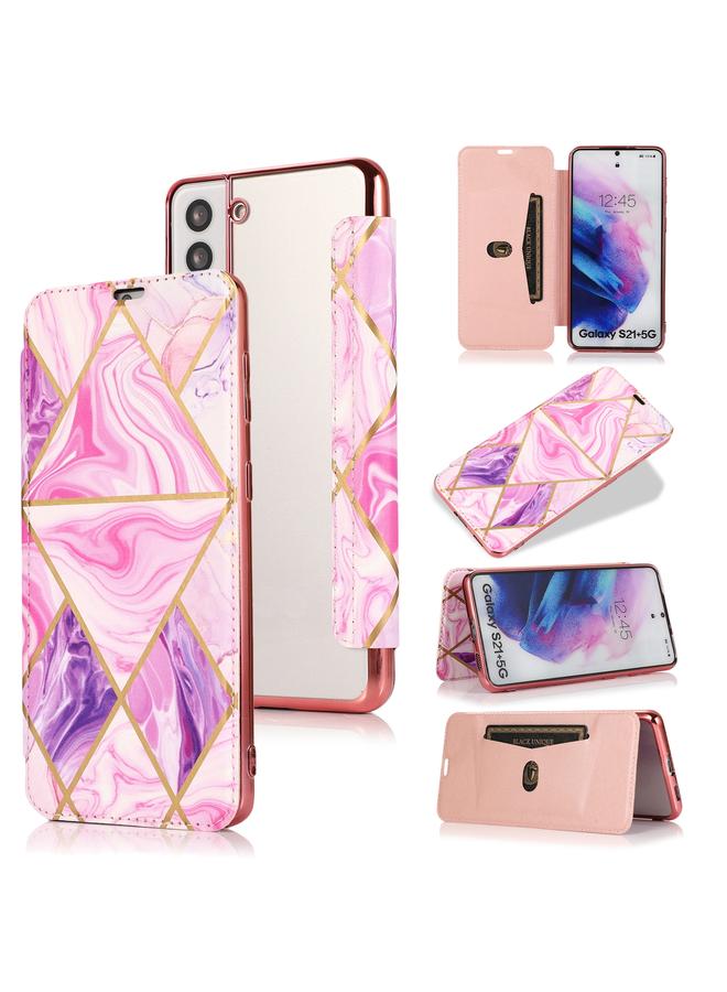 اس-توب جراب لهاتف Samsung Galaxy S21+ 5G مطلي باللون البرونزي من البولي يوريثان الحراري مع حامل وفتحة بطاقة. جراب جلدي قلاب أفقي من البولي يوريثان الحراري مع حامل وفتحة بطاقة. - Image 1