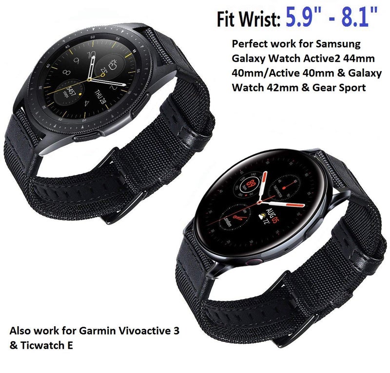 Olytop Galaxy Watch 4/5/6 Bands Pro 45mm 44mm 40mm, Galaxy Watch 4/6 Classic Band 47mm 46mm 43mm 42mm, 20mm Nylon Sport Replacement Strap Men Women for Samsung Watch 4/5/6/5 Pro/Active 2/3 41mm, - Image 2