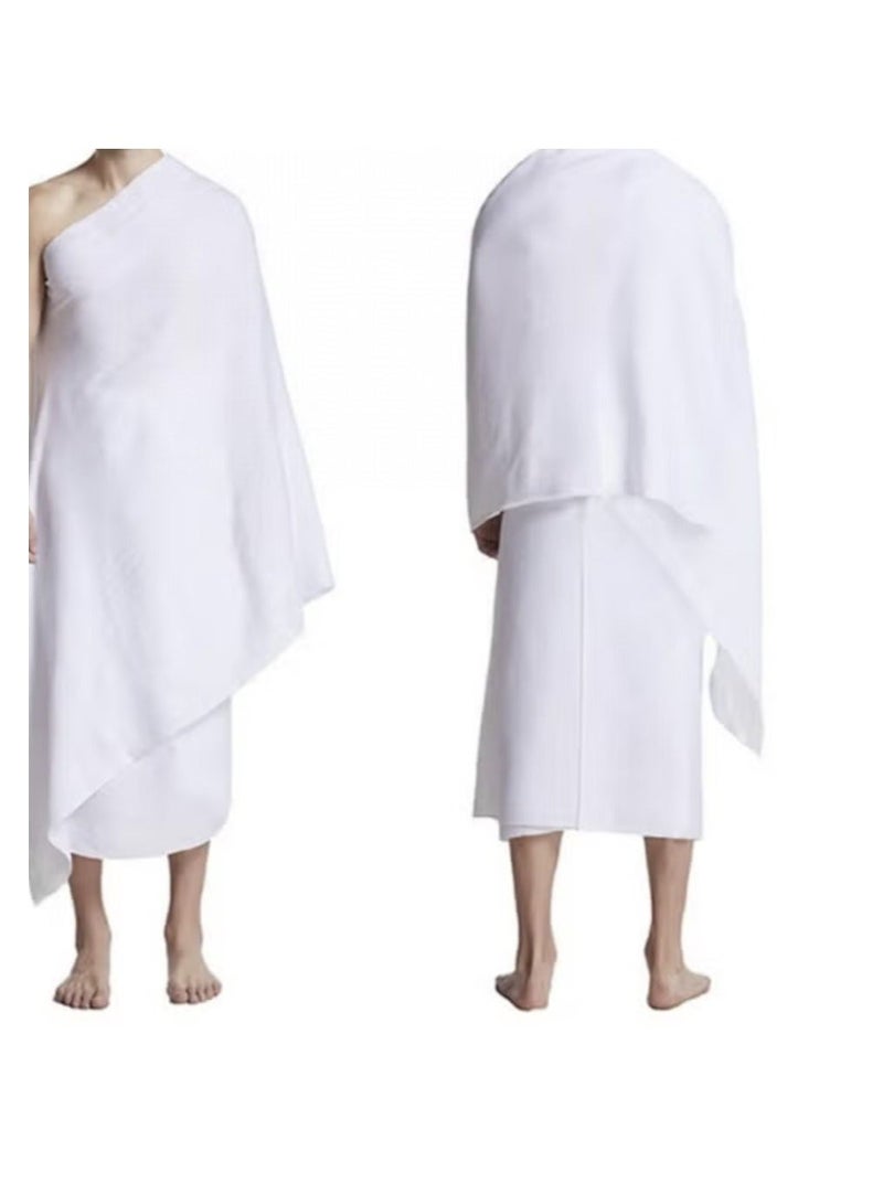 Nusuk Men’s Premium Ihram Set for Hajj & Umrah – Soft Breathable White Fabric with Practical Waist Bag - Image 4