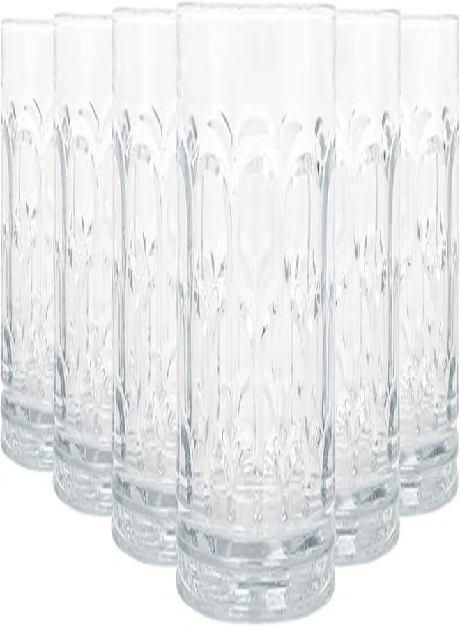 LAV ARCHIE Glass / 370 cc - 12.50 Oz / 6 Pcs/Elegant design, Trusted Brand, Attractive shape of Water, Sparkling Drink, Soft Drink, Smoothies, Juices, Cocktails