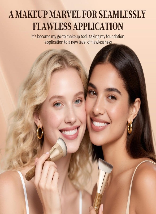 DUcare Angled Foundation Brush for Flawless Makeup Application Professional Liquid, Cream Powder Foundation Brush with Dense Bristles - Contoured for Precise Blending and Buffing - Image 3