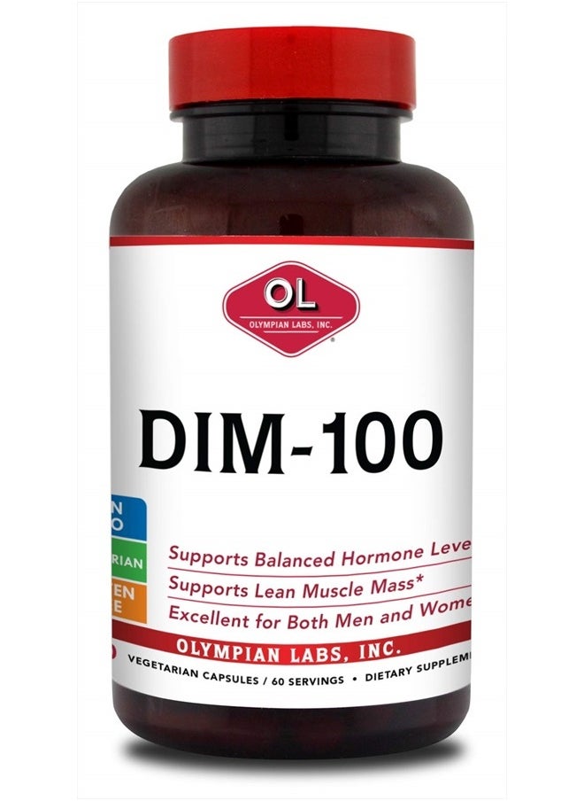 Olympian Labs DIM Supplement 100mg - Capsules - Diindolylmethane for Estrogen Balance, Hormone Menopause Relief, Acne Treatment, PCOS, Bodybuilding, 100 Mg, 60 Count (Pack of 1)  - Image 1