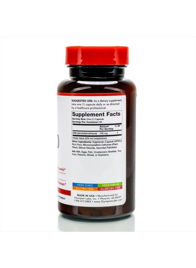 Olympian Labs DIM Supplement 100mg - Capsules - Diindolylmethane for Estrogen Balance, Hormone Menopause Relief, Acne Treatment, PCOS, Bodybuilding, 100 Mg, 60 Count (Pack of 1)  - Image 3