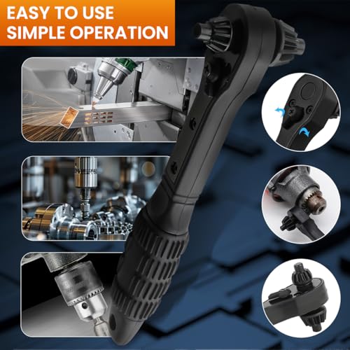 Serplex®Drill Chuck Ratchet Spanner with 3 Sizes Drill Chuck Keys, 2-in-1 Universal Chuck Key Wrench, Steel Ratchet Spanner Tool for Power Tool, Anti-Slip Handle, High Torque Chuck Tool - Image 5