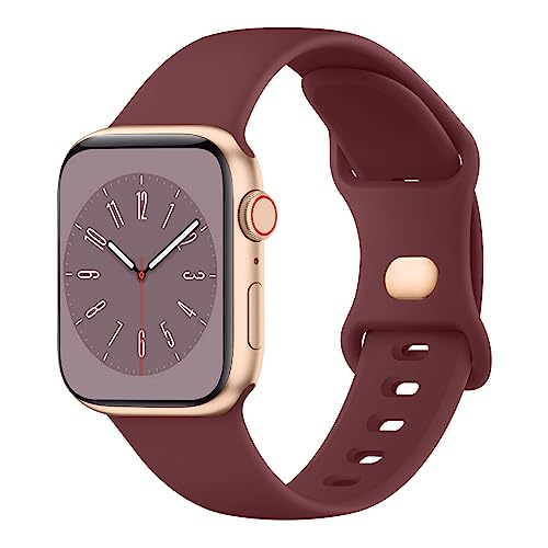 Tobfit Watch Strap Compatible with Apple Watch Series 8 7 6 5 4 3 2 1 SE 38mm 42mm 40mm 44mm(Watch Not Included), Smartwatch band for Men Women, Strap for iWatch 8 7 6 5 4 3 2 1 (42mm, Burgundy Red) - Image 1