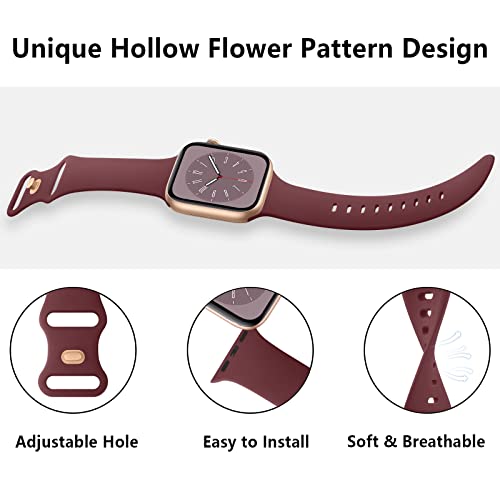 Tobfit Watch Strap Compatible with Apple Watch Series 8 7 6 5 4 3 2 1 SE 38mm 42mm 40mm 44mm(Watch Not Included), Smartwatch band for Men Women, Strap for iWatch 8 7 6 5 4 3 2 1 (42mm, Burgundy Red) - Image 4