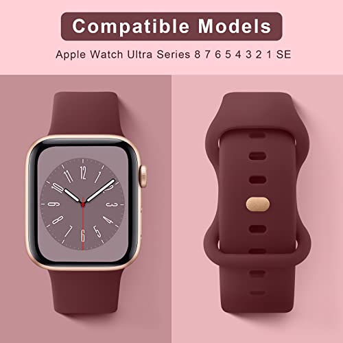 Tobfit Watch Strap Compatible with Apple Watch Series 8 7 6 5 4 3 2 1 SE 38mm 42mm 40mm 44mm(Watch Not Included), Smartwatch band for Men Women, Strap for iWatch 8 7 6 5 4 3 2 1 (42mm, Burgundy Red) - Image 2