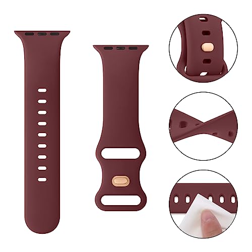 Tobfit Watch Strap Compatible with Apple Watch Series 8 7 6 5 4 3 2 1 SE 38mm 42mm 40mm 44mm(Watch Not Included), Smartwatch band for Men Women, Strap for iWatch 8 7 6 5 4 3 2 1 (42mm, Burgundy Red) - Image 3