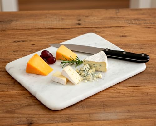 KLEO Marble Cutting Board Cheese Platter Multi-purpose Serving Platter (White) 9"x 12" - Image 1