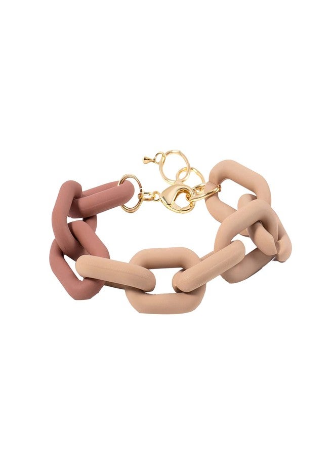 Anmpab Colorful Summer Chunky Link Bracelets Trendy Minimalist Rainbow Candy Color Resin Link Bracelet Thick Acrylic Paperclip Chain Bracelet Beach Jewelry for Women Gifts (Khaki) - Image 1