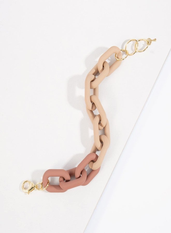 Anmpab Colorful Summer Chunky Link Bracelets Trendy Minimalist Rainbow Candy Color Resin Link Bracelet Thick Acrylic Paperclip Chain Bracelet Beach Jewelry for Women Gifts (Khaki) - Image 3