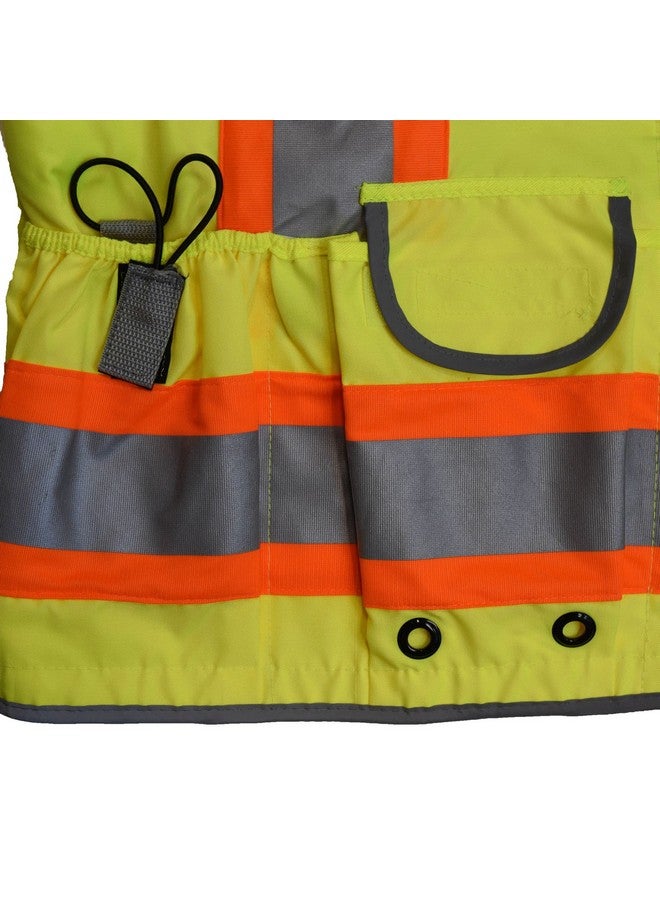 راديانس سترة مهندس راديانز SV55 فئة 2 منسوجة ثقيلة بلونين مع رقبة مبطنة لدعم الوزن الزائد في جيوب الشحن، خضراء، مقاس كبير جدًا - Image 2