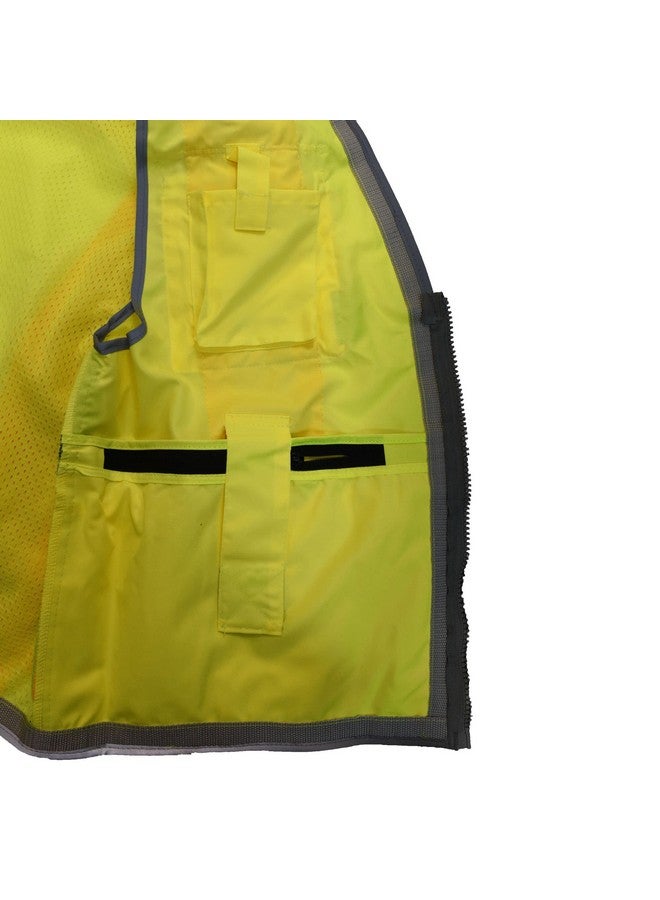 راديانس سترة مهندس راديانز SV55 فئة 2 منسوجة ثقيلة بلونين مع رقبة مبطنة لدعم الوزن الزائد في جيوب الشحن، خضراء، مقاس كبير جدًا - Image 3