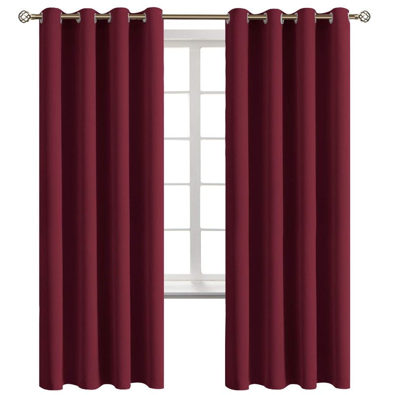 BGment الستائر التعتيم في غرفة النوم - الغرفة المعزولة الحرارية معزولة الستائر الغامق لغرفة المعيشة مجموعة من لوحين (52 × 72 بوصة بورجوندي) - Image 1