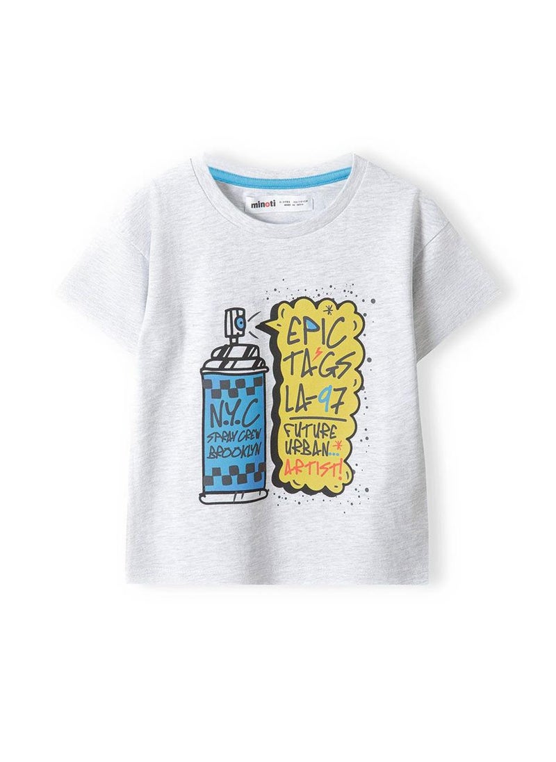 MINOTI Boys t-shirt with graphic print grey - Image 1