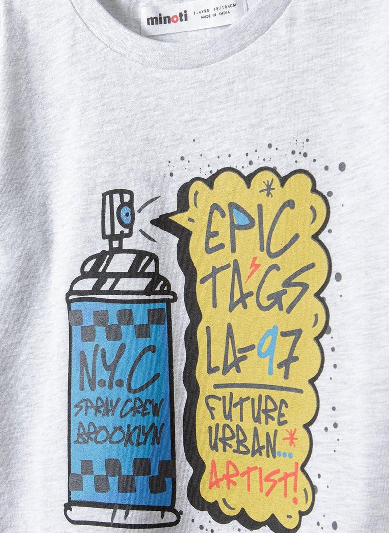 MINOTI Boys t-shirt with graphic print grey - Image 3