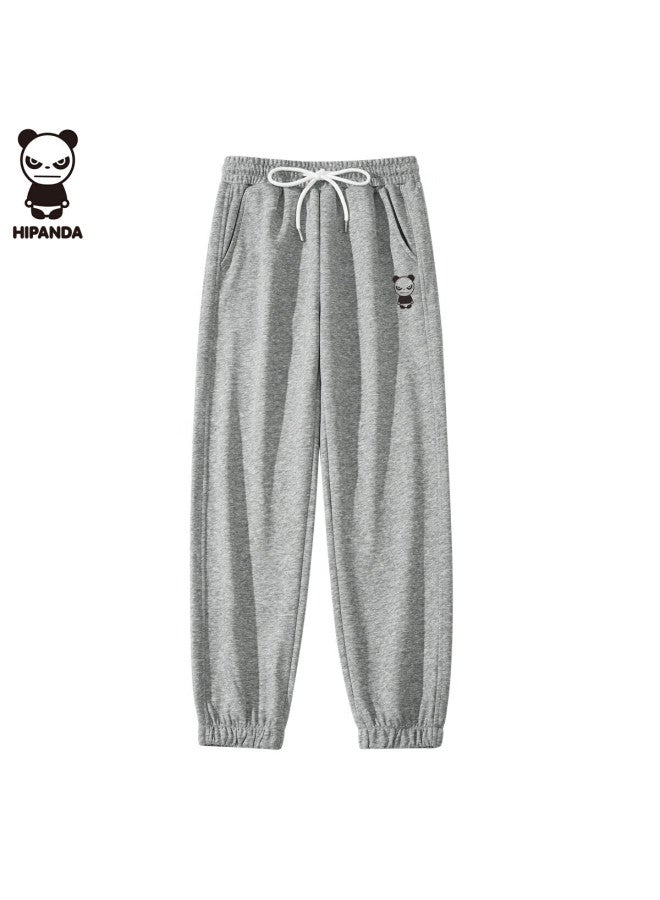 Hipanda Women's Casual Pants Spring Lazy Style Loose Fit Drawstring Knit Jogger Pants Women's Linen Grey L - Image 2